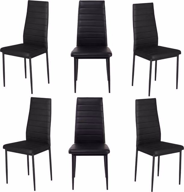 Set of 6 Modern Black Faux Leather Dining Chairs by THE HOT SALE