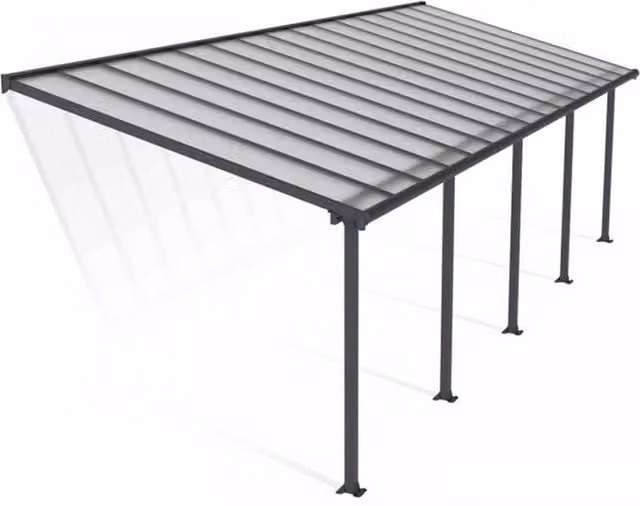 Palram Olympia Patio Cover in Grey and Transparent Polycarbonate, W: 300 cm, D: 924 cm, H: 305 cm