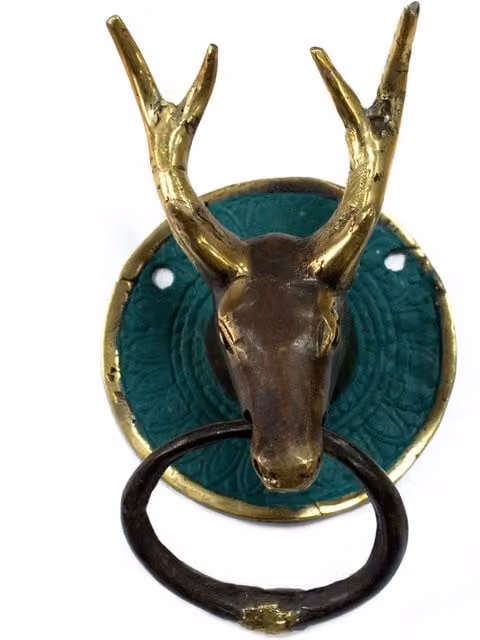 KDMK Classic Brass Stags Head Door Knocker in Gold