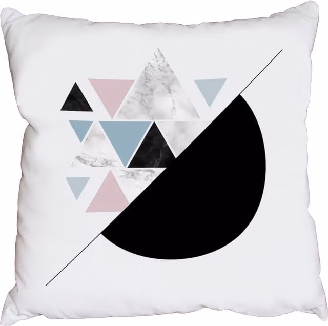 Benjamin Tate Design LTD Nordic Shapes Graphic Square Cushion, Black and White, W: 60 cm x D: 60 cm
