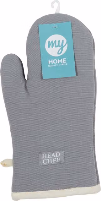 Head Chef Single Oven Glove in Grey with Hanging Loop