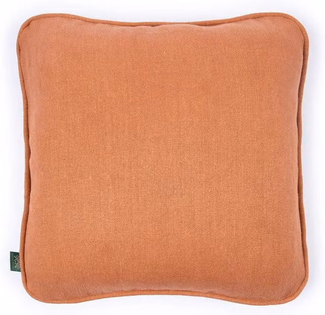 House of Hackney Heavenly Hemp Medium Curved Cushion in Tobacco Brown and Orange, W/D/H: 45 x 45 x 45 cm
