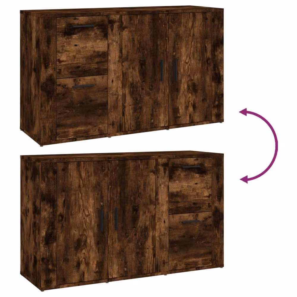 Berkfield Home Smoked Oak Sideboard in Brown, W/D/H: 100 x 33 x 59.5 cm – 5