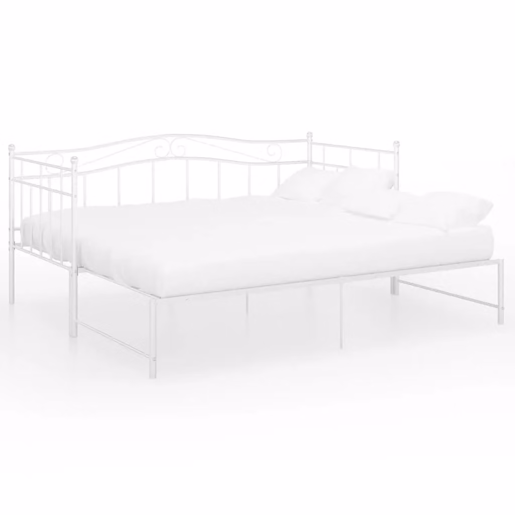 Berkfield Home White Metal Pull-out Sofa Bed Frame W: 90 cm, L: 200 cm