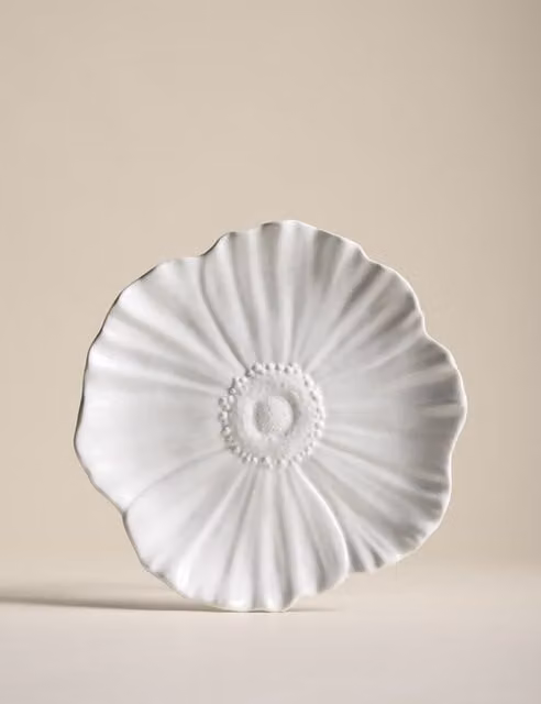 M&S White Floral Stoneware Side Plate for Adults