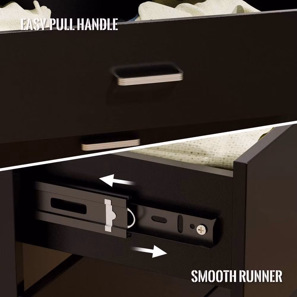 FORGEVIO Black 4-Tier Modern Bedroom Drawer Cabinet – 5
