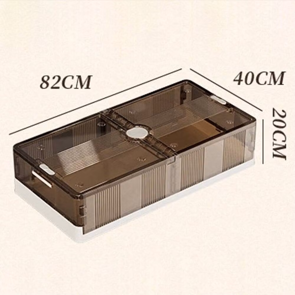 EONLION Brown Underbed Bedroom Storage Boxes with Wheels, Stackable Plastic Design, 50 cm – 2