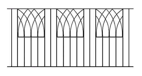 Burbage Iron Craft Abbey Modern Railing Fence Panel, Black Galvanised Steel, W/D/H: 183.0 x 10.0 x 81.5 cm – 1
