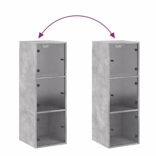 vidaXL Wall Cabinet with Glass Doors, Grey, W: 35 cm, D: 37 cm, H: 100 cm – 2