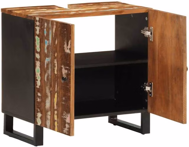 Berkfield Home Industrial Freestanding Sink Cabinet in Multicolour Wood and Metal, W/D/H: 62 x 33 x 58 cm