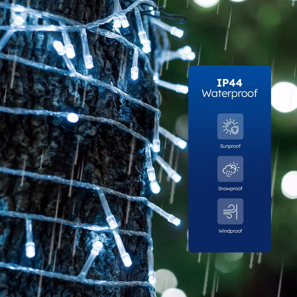Desiretech LED Waterproof Plug-in String Lights in Cool White with Remote Control, Timer and Dimmer Function – 4