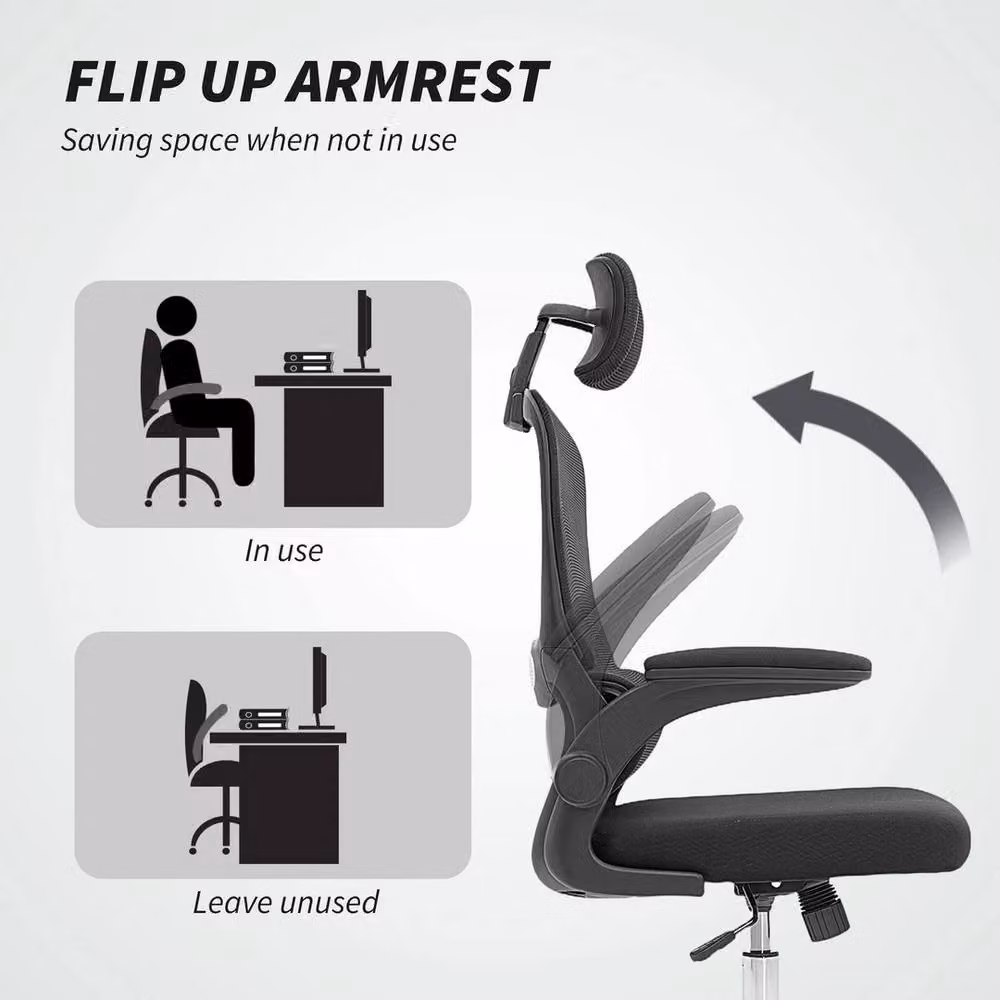 EONLION Ergonomic High Back Mesh Computer Desk Chair with Headrest and Lumbar Support, Black – 3