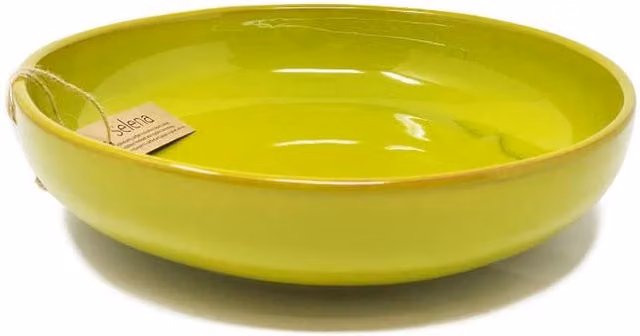 Verano Spanish Ceramics Selena Hand Dipped Glazed Ceramic Serving Bowl, Green, Diameter: 27 cm