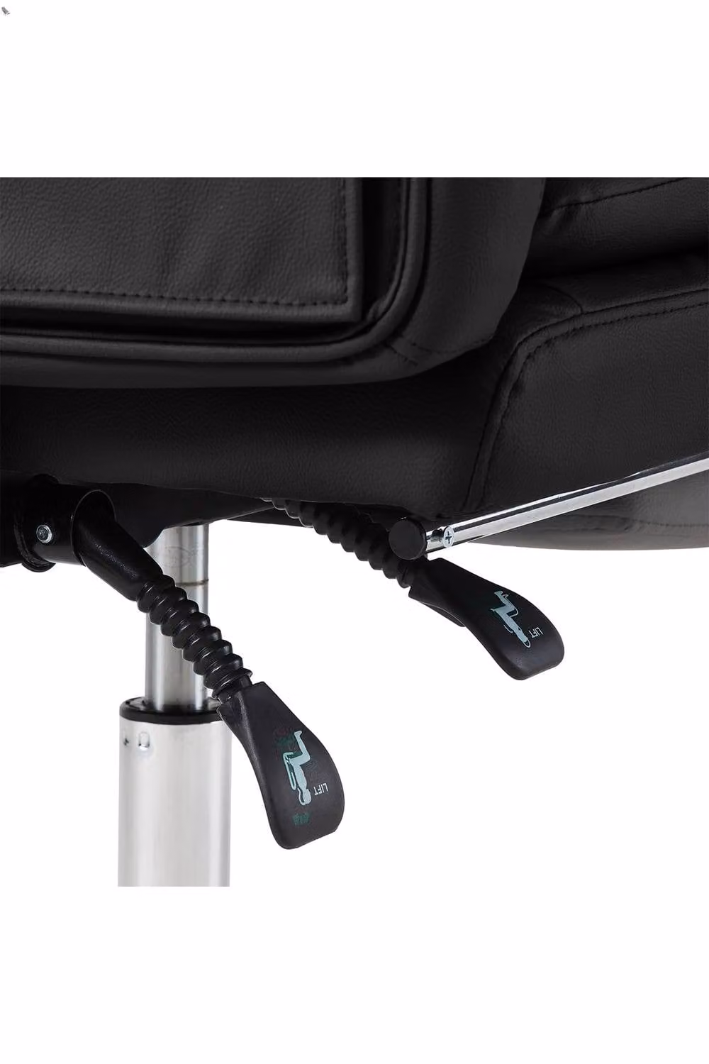 Living and Home Ergonomic Reclining Office Chair with Footrest and Adjustable Headrest in Black Synthetic Leather – 6