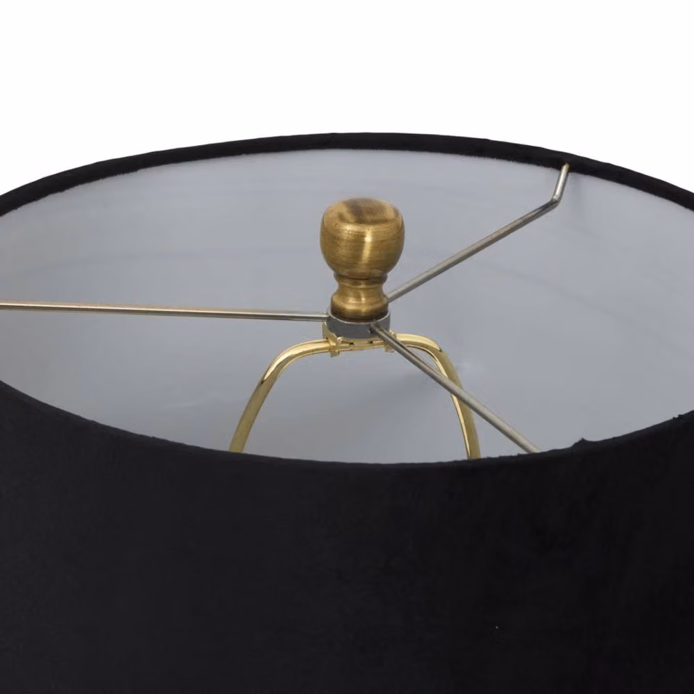Wyld Haus Fernforge Grey Ribbed Glass Table Lamp with Black Velvet Shade – 4