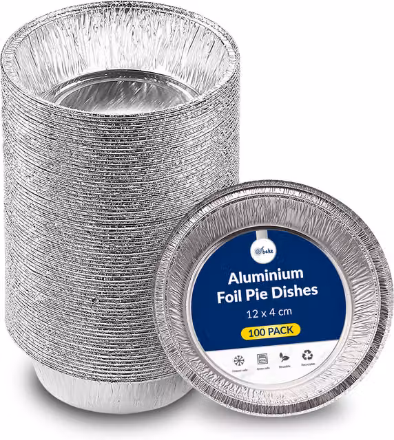 Ebake Silver Uncoated Aluminium Round Tart Tin, 100 Pack