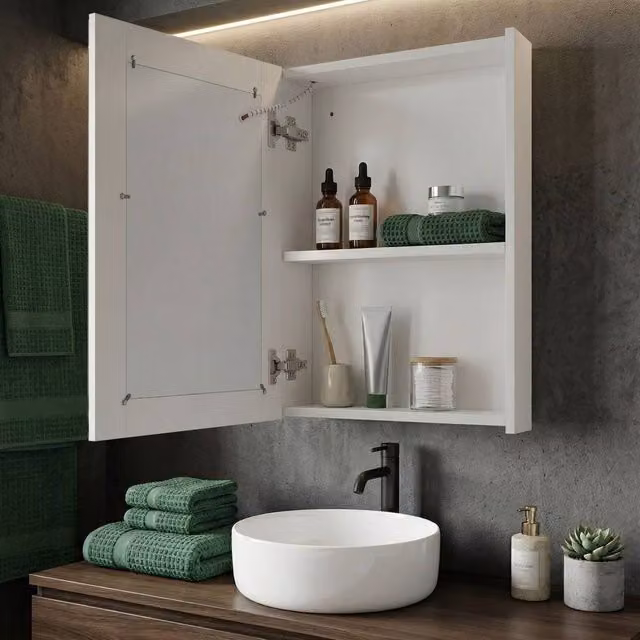 Wyld and Coco LED Bathroom Mirror Cabinet, White, W/H: 40 x 60 cm