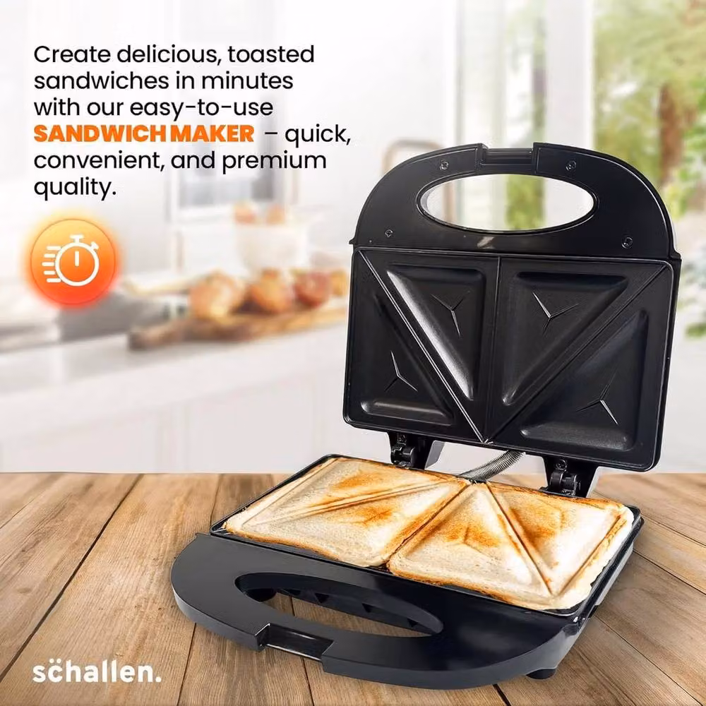 FLAVORA 2 Slice Triangle Sandwich Toaster with Non-Stick Coating in Black – 4