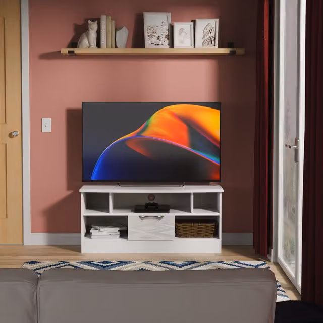 Ready Assembled 2 U Holborn 1 Drawer TV and Media Unit in White – 1