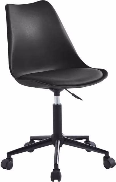 Nordlys Scandinavian Black Synthetic Leather Task Chair with Adjustable Metal Base