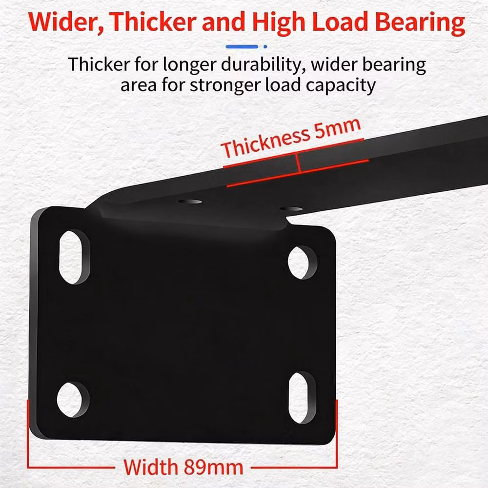 PAWNORA Matt Black Steel Floating Shelf Brackets, 4-Piece Set, Length: 19 cm – 4
