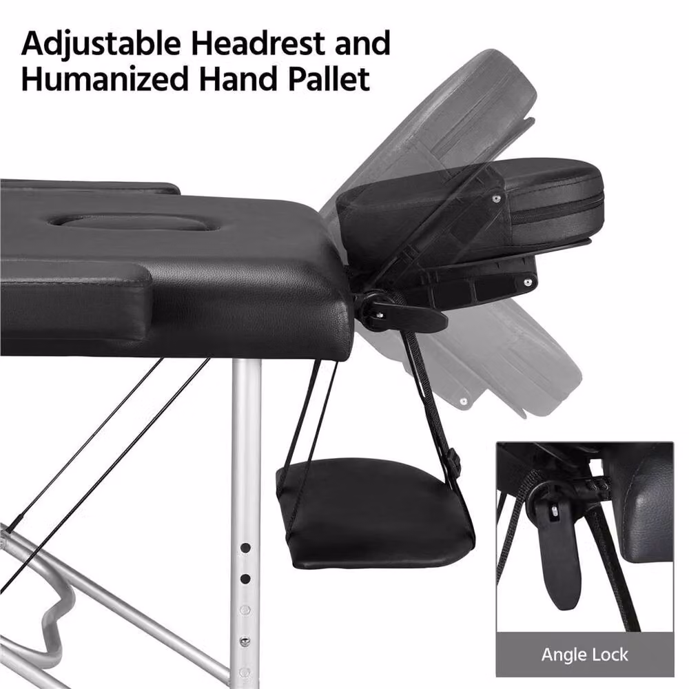 FLAVORA Black Portable Foldable Massage Table for Spa and Tattoo Professionals – 4