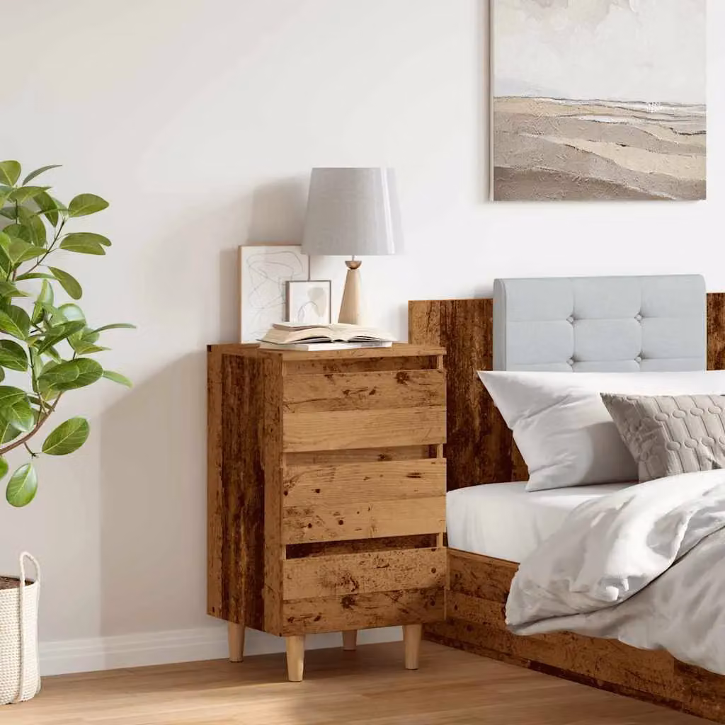 Berkfield Home Bedside Cabinet in Old Wood Brown, W/D/H: 40 x 35 x 69 cm – 3
