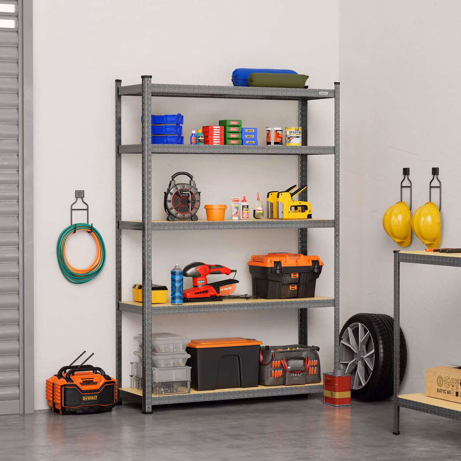 VonHaus 5 Tier Extra Wide Garage Shelving Unit in Grey, W/D/H: 120 x 40 x 180 cm – 2