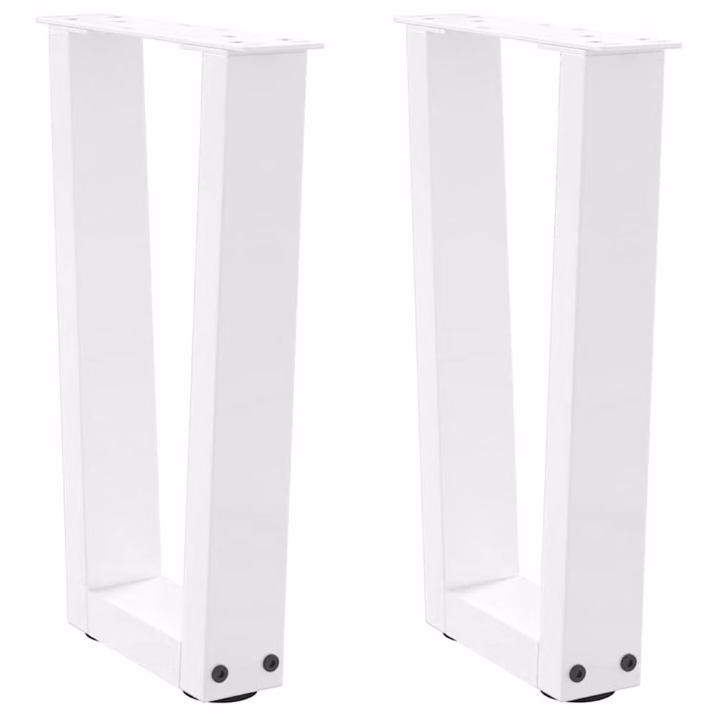 Berkfield Home V-Shape Dining Table Legs, 2 Pieces, White Steel, W: 38 cm, H: 42-43.3 cm