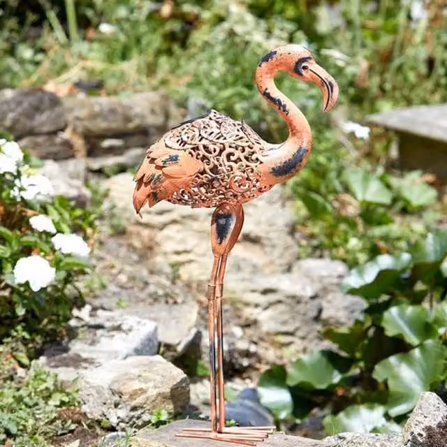 Garden Mile Solar Silhouette Flamingo Light in Bronze