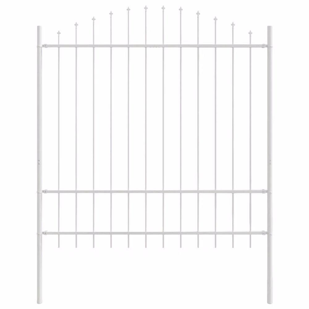 Berkfield Home White Steel Hoop Top Garden Fence, W/H: 170 x 170 cm – 3