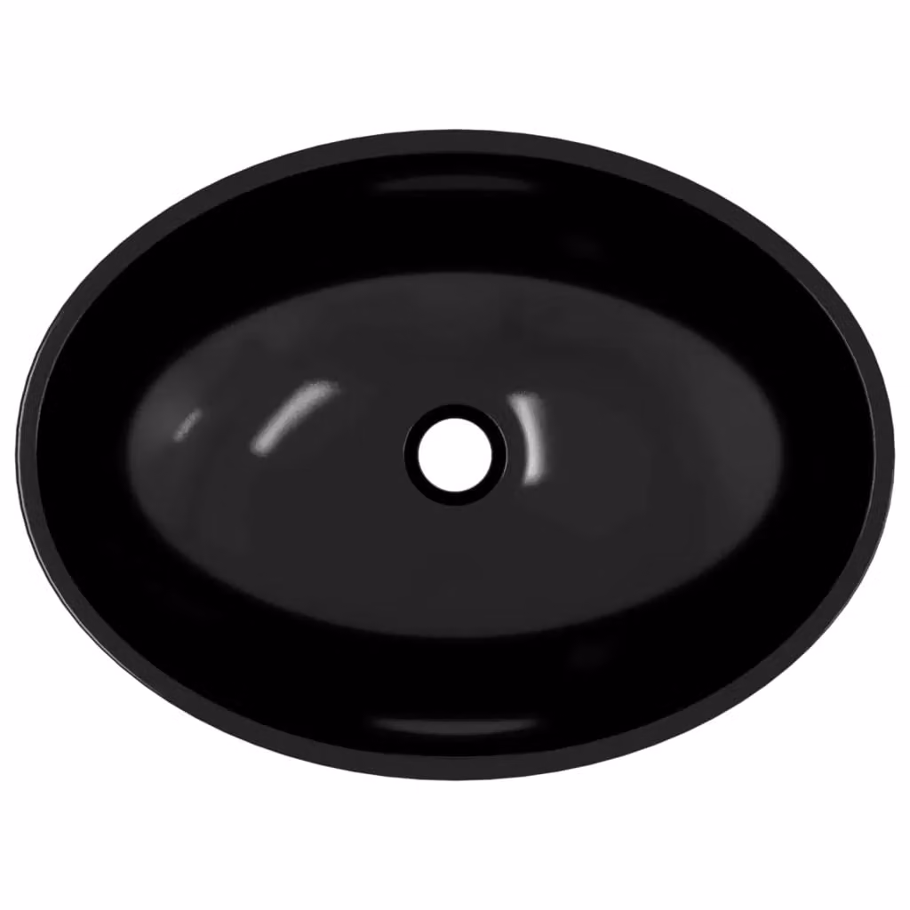 Berkfield Home Black Glass Countertop Basin W: 50 cm, D: 37 cm, H: 14 cm – 3