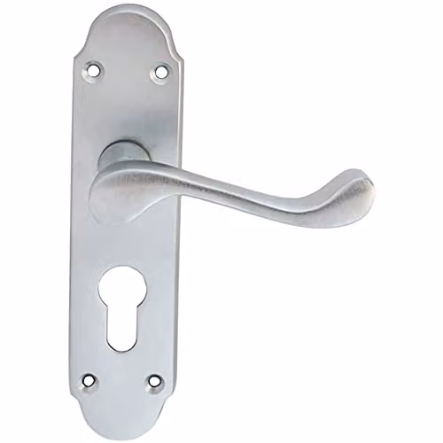 Loops Pair Victorian Upturned Handle on Euro Lock Backplate, Chrome, W: 170 mm