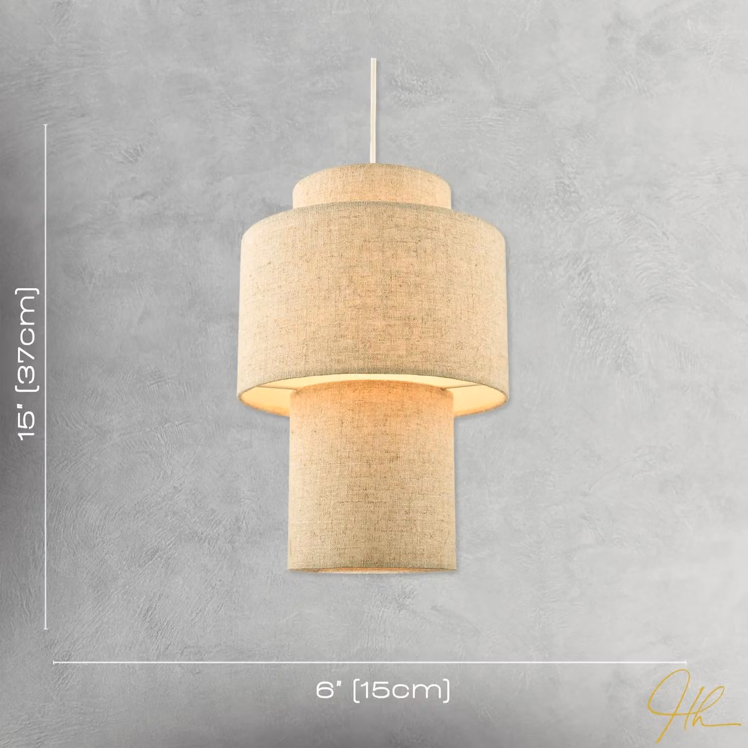 Happy Homewares Designer Triple Level Linen Pendant Light Shade in Beige and Brown – 3