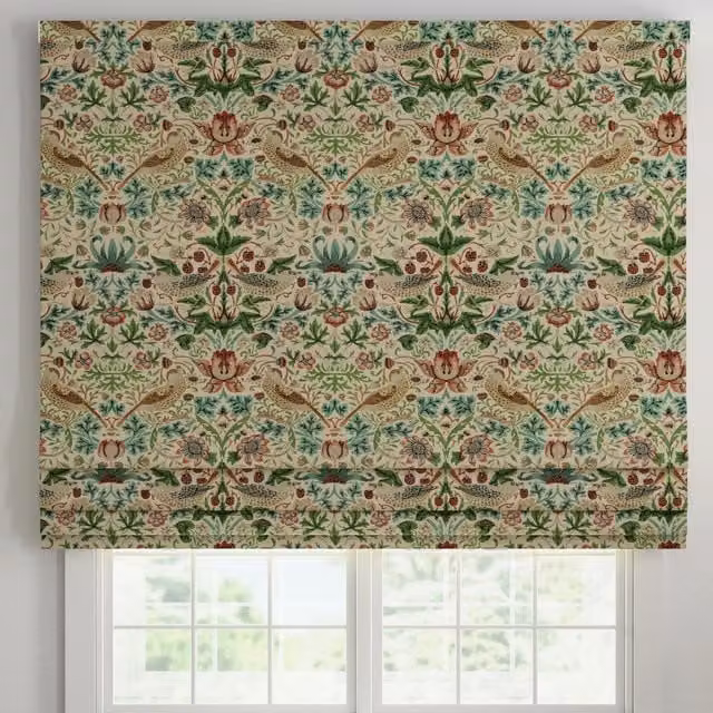 Ante Decor Strawberry Thief Printed Cotton Made To Measure Roman Blind in Multicolour
