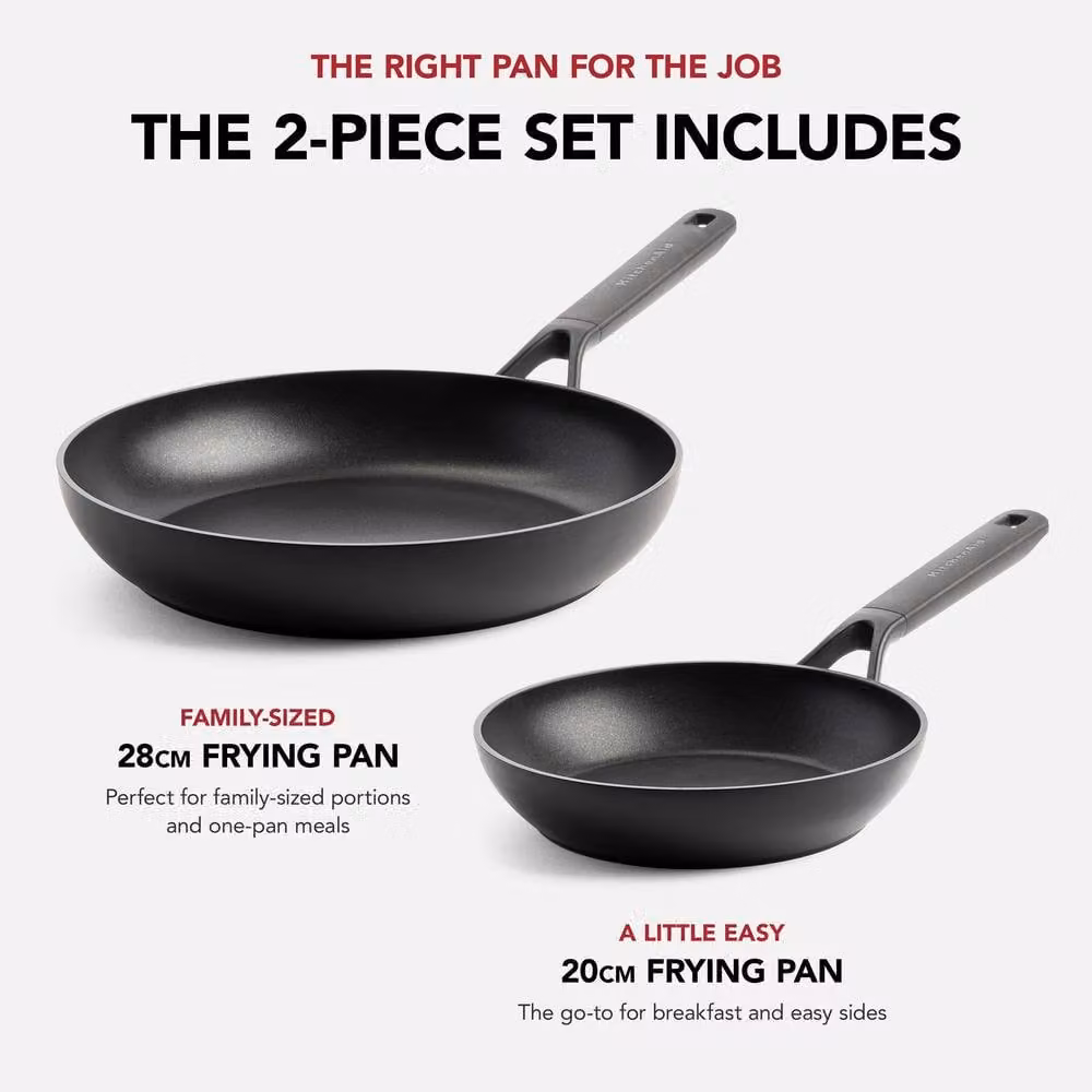 KitchenAid Black Forged Aluminium and Ceramic 2 Piece Frying Pan Set – 3