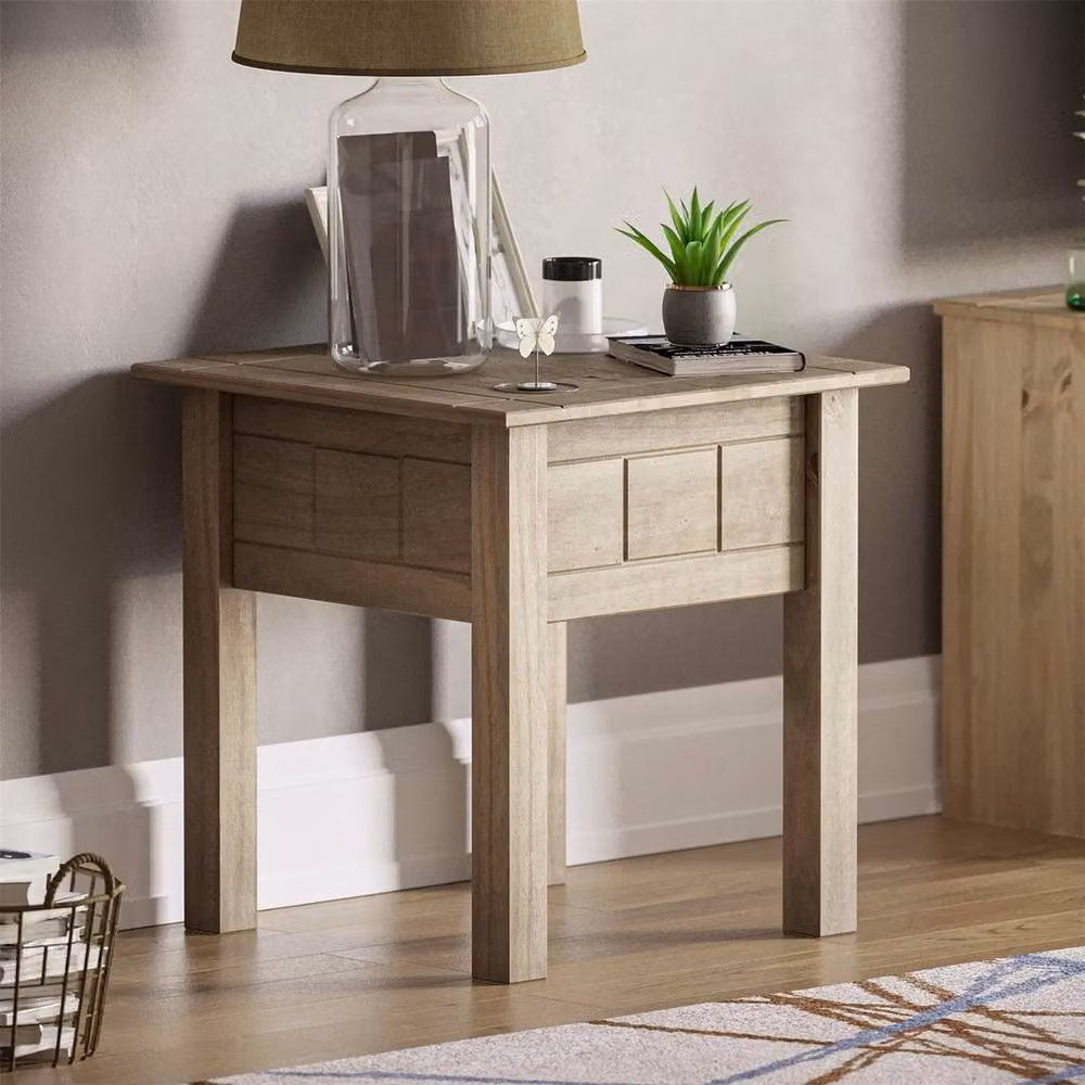 FORGEVIO Solid Pine Side Table and Plant Stand in Brown – 2