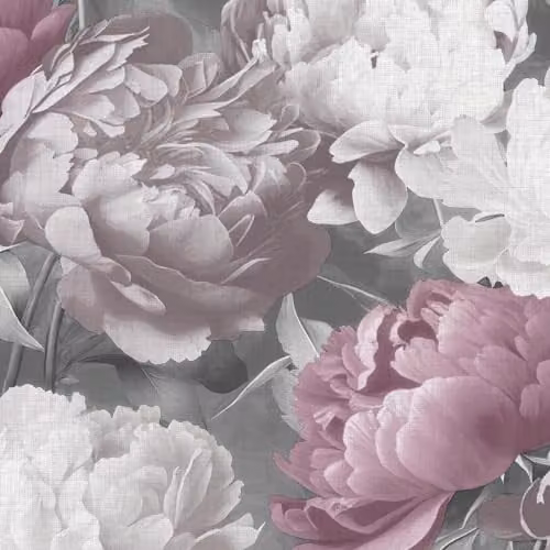 Muriva Doretta Bold Floral Textured Vinyl Wallpaper in Pink and Grey – 1