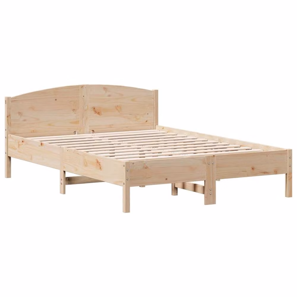Berkfield Home Rustic Solid Wood Pine Bed Frame in Beige, W: 135 cm, L: 190 cm – 2