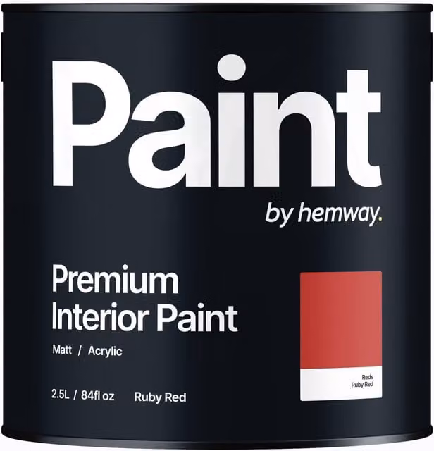 Hemway Matt Acrylic Dispersion Interior Paint, Red, 2.5 l