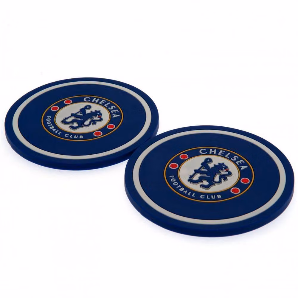 Chelsea FC Crest Coaster Set of 2 in Blue and White with Non-Slip Silicone and Plastic Design – 2