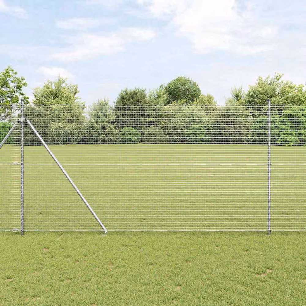 Berkfield Home Set of 2 Round Galvanised Steel Fence Posts in Silver – 2