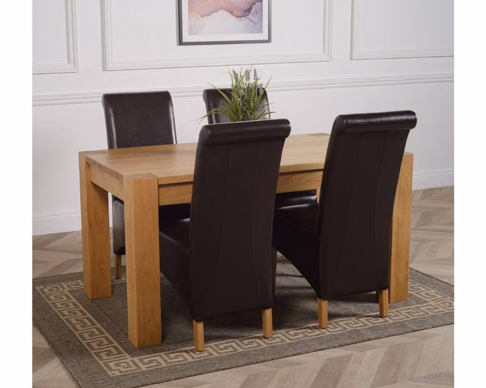 Thats Furniture Kuba Oak Dining Table and 4 Montana Brown Leather Chairs Set, W: 150 cm, D: 85 cm, H: 78 cm – 5
