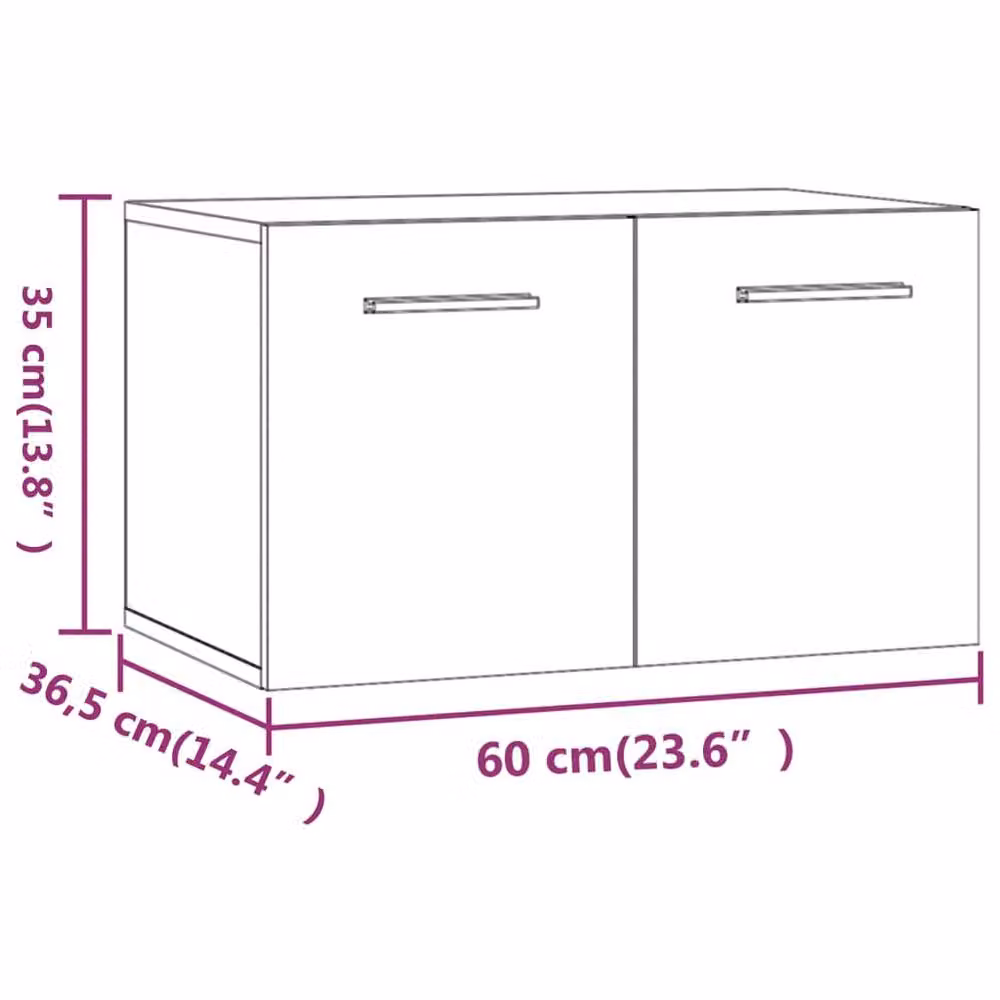 Berkfield Home Smoked Oak Wall Cabinet, Brown, W: 60 cm, D: 36.5 cm, H: 35 cm – 5