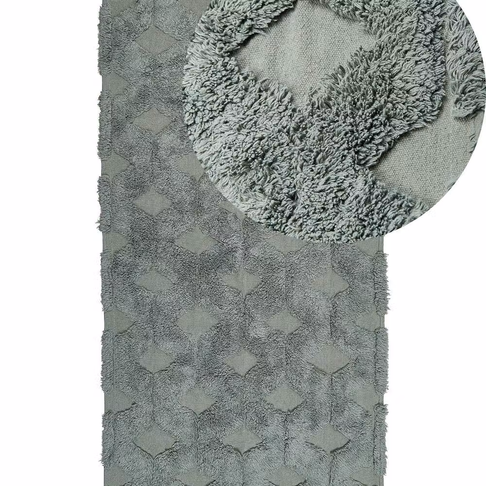 Wyld and Coco Green Cotton Hand-Tufted Shaggy Rectangular Rug W: 80 cm, L: 150 cm – 2