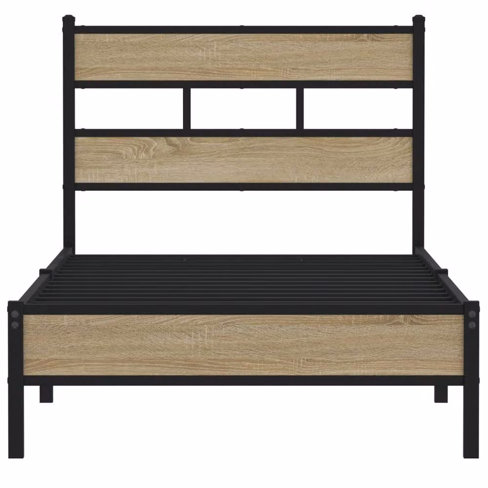 Berkfield Home Sonoma Oak Bed Frame in Brown, W/D/H: 90 x 200 cm – 4