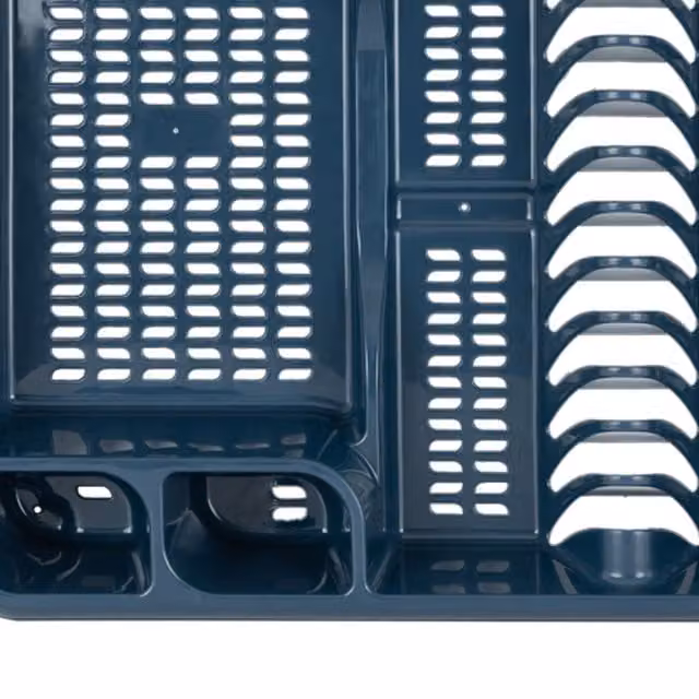 Casa Large Navy Blue Plastic Dish Drainer with Cutlery and Cup Holder