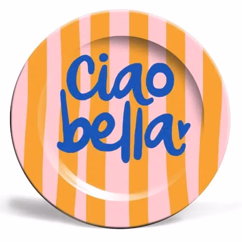ART WOW Ciao Bella Multicolour Striped Ceramic Dinner Plate, Diameter: 25.4 cm