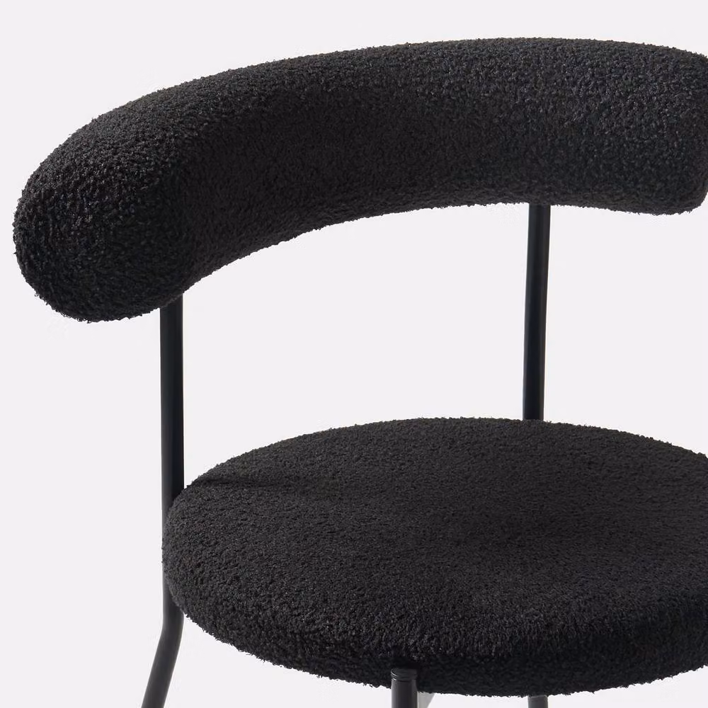 OHS Modern Boucle Accent Dining Chair with Padded Seat and Black Metal Legs – 4