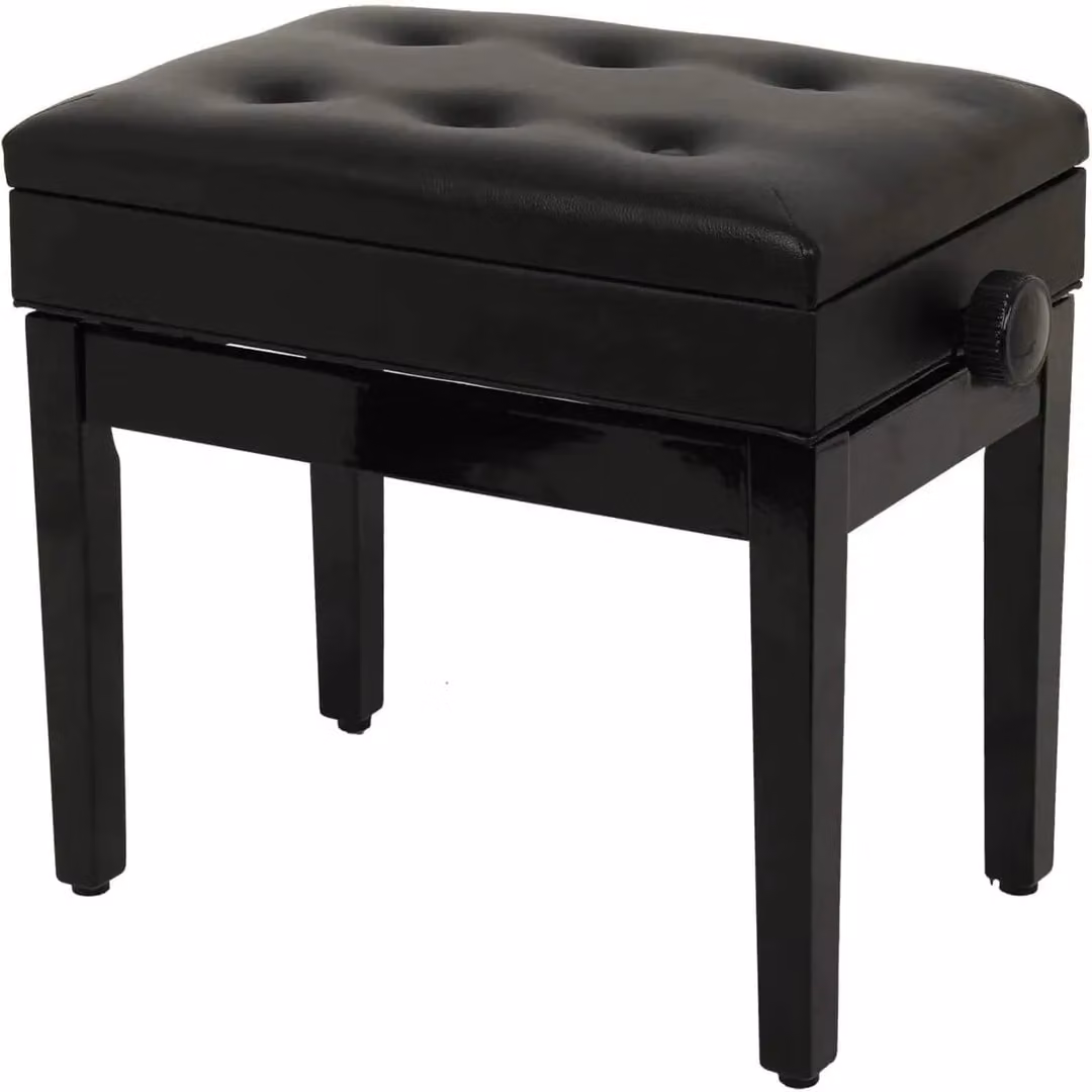 Hinsinc Height Adjustable Wooden Piano Stool with Black Synthetic Leather Cushion – 6